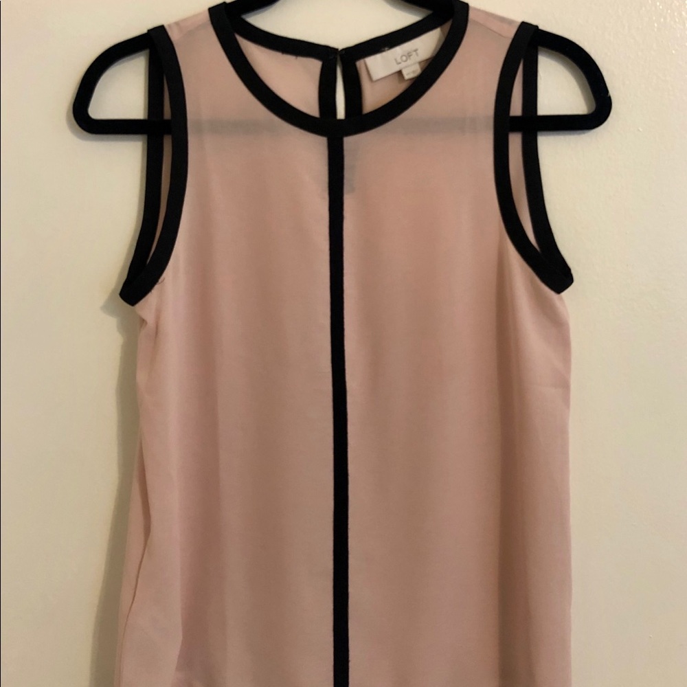Pink Sleeveless Top, Black Stripe